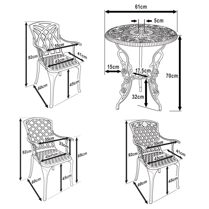 London Rose Bistro Tisch (2 Personen Set)