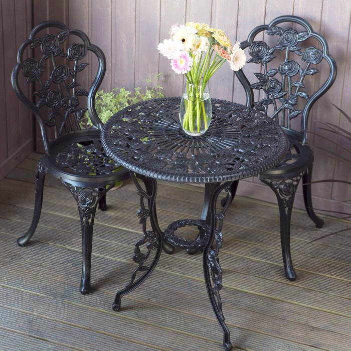 London Rose Bistro Set Antique Bronze (table &amp; 2 chairs)