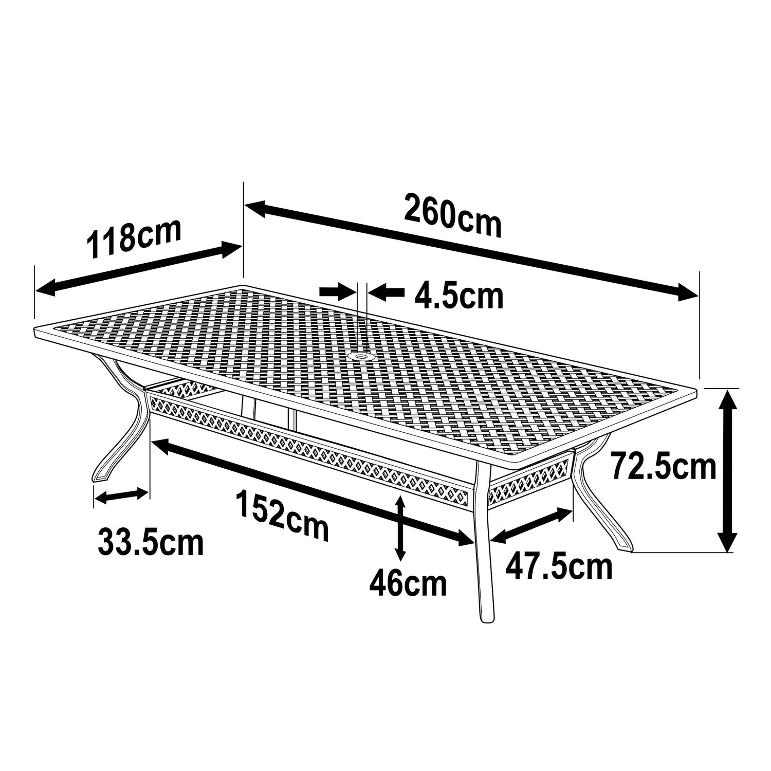 MADISON Tisch 2.6 m (8 Personen Set)