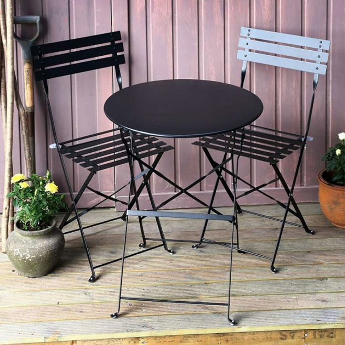 ALESSIA Bistro Set (Tisch mit 2 StÃ¼hlen) - Schwarz