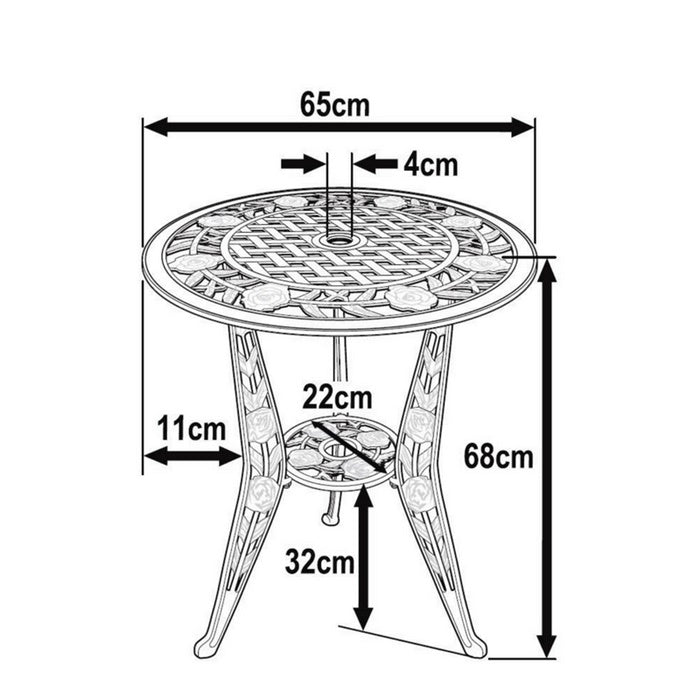 ROSE Bistro Set (Tisch mit 2 Stühlen)